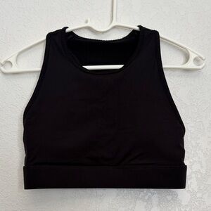 Fabletics Black Racerback sports bra with Leopard Straps